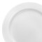 White with Silver Edge Rim Plastic Buffet Plates - 9" (120 Plates)
